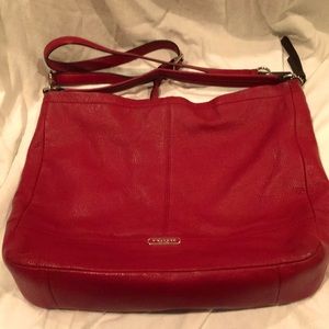 Coach Red Pebble Leather Bucket Bag